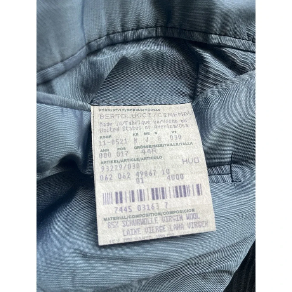Hugo Boss Bertolucci Black Striped Men Sport Coat Jacket Size 44R Wool‎ USA Made